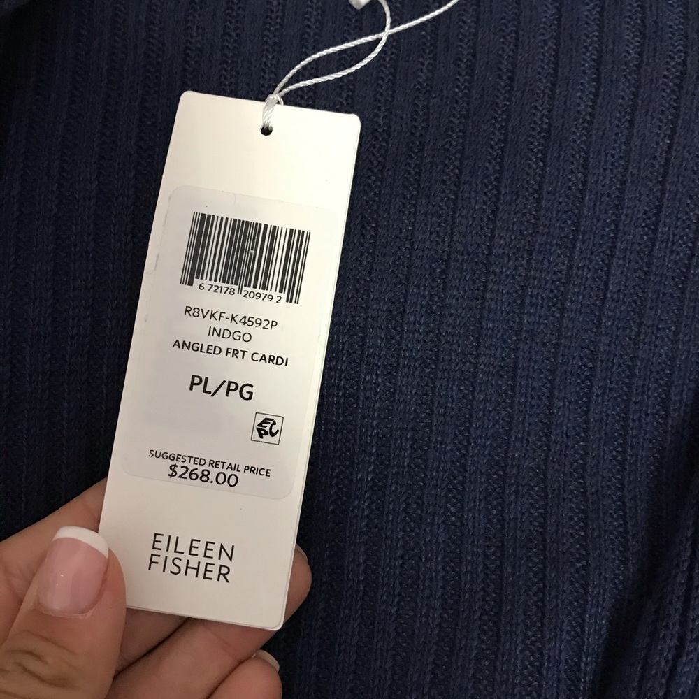 Eileen Fisher ORGANIC LINEN RIBBED CARDIGAN - Picture 6 of 8